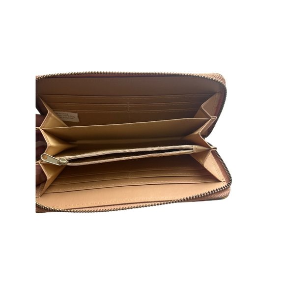 Tan & Multicolored Butterfly Print Cork Zip Around Wallet/ Wristlet - Picture 3 of 6